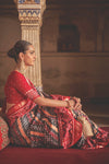 Maroon Purple Soft Cotton Silk Patola Saree
