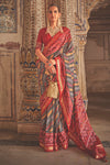 Maroon Purple Soft Cotton Silk Patola Saree