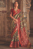 Maroon And Green Soft Cotton Silk Patola Saree