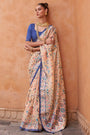 Cream Pure Tissue silk with Beautiful Designer blouse & Patola Print
