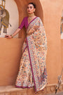 Peach Pure Tissue silk with Beautiful Designer blouse & Patola Print