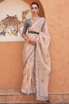 Light Pink  Pure Tissue silk with Beautiful Designer blouse & Patola Print