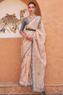 Light Pink  Pure Tissue silk with Beautiful Designer blouse & Patola Print