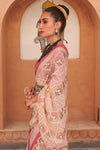 Peach   Pure Tissue silk with Beautiful Designer blouse & Patola Print