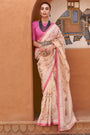 Peach   Pure Tissue silk with Beautiful Designer blouse & Patola Print