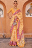 Orange  Pure Tissue silk with Beautiful Designer blouse & Patola Print