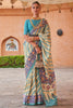 Sky Blue  Pure Tissue silk with Beautiful Designer blouse & Patola Print