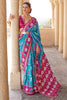 Firozi Blue Pure Silk Designer Patola Saree