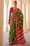 Henna Green Pure Silk Designer Patola Saree