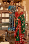 Dove Gray Pure Silk Designer Patola Saree