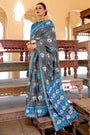 Dove Gray Pure Silk Designer Patola Saree