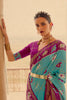 Celeste Blue Pure Silk Designer Patola Saree