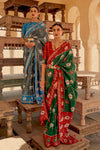 Dark Green Pure Silk Designer Patola Saree