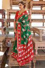 Dark Green Pure Silk Designer Patola Saree