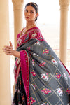 Coin Gray Pure Silk Designer Patola Saree