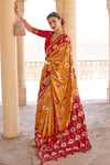 Honey Yellow Pure Silk Designer Patola Saree