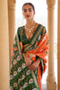 Rust Orange Pure Silk Designer Patola Saree