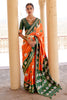 Rust Orange Pure Silk Designer Patola Saree