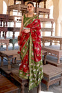 Lava Red Pure Silk Designer Patola Saree