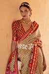 Hot Red And Green Patola Silk Saree With Blouse