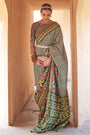 Stylish Fern Green Patola Silk Saree With Fancy Blouse
