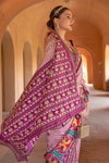 Purple And Baby Pink Colour Patola Silk Saree With Fancy Blouse
