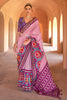Purple And Baby Pink Colour Patola Silk Saree With Fancy Blouse