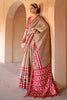 Hot Red And Green Patola Silk Saree With Blouse