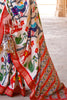 Extravagant White Woven Patola Silk Saree with Classic Border