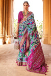 Stunning Gray Woven Patola Silk Saree with Classic Border