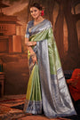 Green & Blue Kanjivaram Silk Saree With Weaving Work