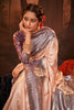 Peach & Brown Kanjivaram Silk Saree With Weaving Work