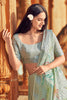 Light Green Linen Saree With Block Printed Work