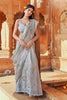 Light Gray Linen Saree With Block Printed Work