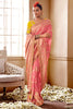 Baby Pink  colour Pure Dola Silk With Fancy Lace Border