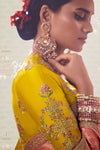 Baby Pink  colour Pure Dola Silk With Fancy Lace Border