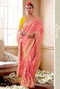 Baby Pink  colour Pure Dola Silk With Fancy Lace Border