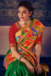 Shamrock Green Woven Paithani Silk Saree With Designer Blouse