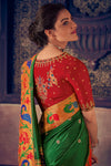 Shamrock Green Woven Paithani Silk Saree With Designer Blouse