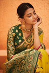 Dandelion Yellow Silk Saree with Zari Woven Border and Pallu