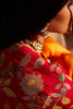 Fire Yellow Paithani Silk Saree in Patched Border with Unique Latkan