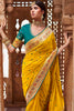 Pineapple Yellow Paithani Silk Saree with Flower Woven Zari border