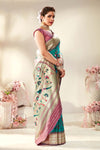 Firozi Paithani Saree With Minakari Weaving Work