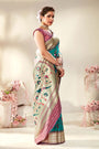 Firozi Paithani Saree With Minakari Weaving Work