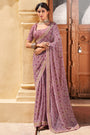 Purple Georgette Embroidery Border Saree