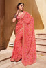 Red Georgette Embroidery Border Saree
