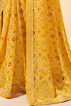 Yellow Georgette Embroidery Border Saree