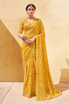 Yellow Georgette Embroidery Border Saree