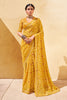 Yellow Georgette Embroidery Border Saree