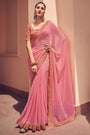 Pink Bandhani Design Saree With Embroidery Work Blouse